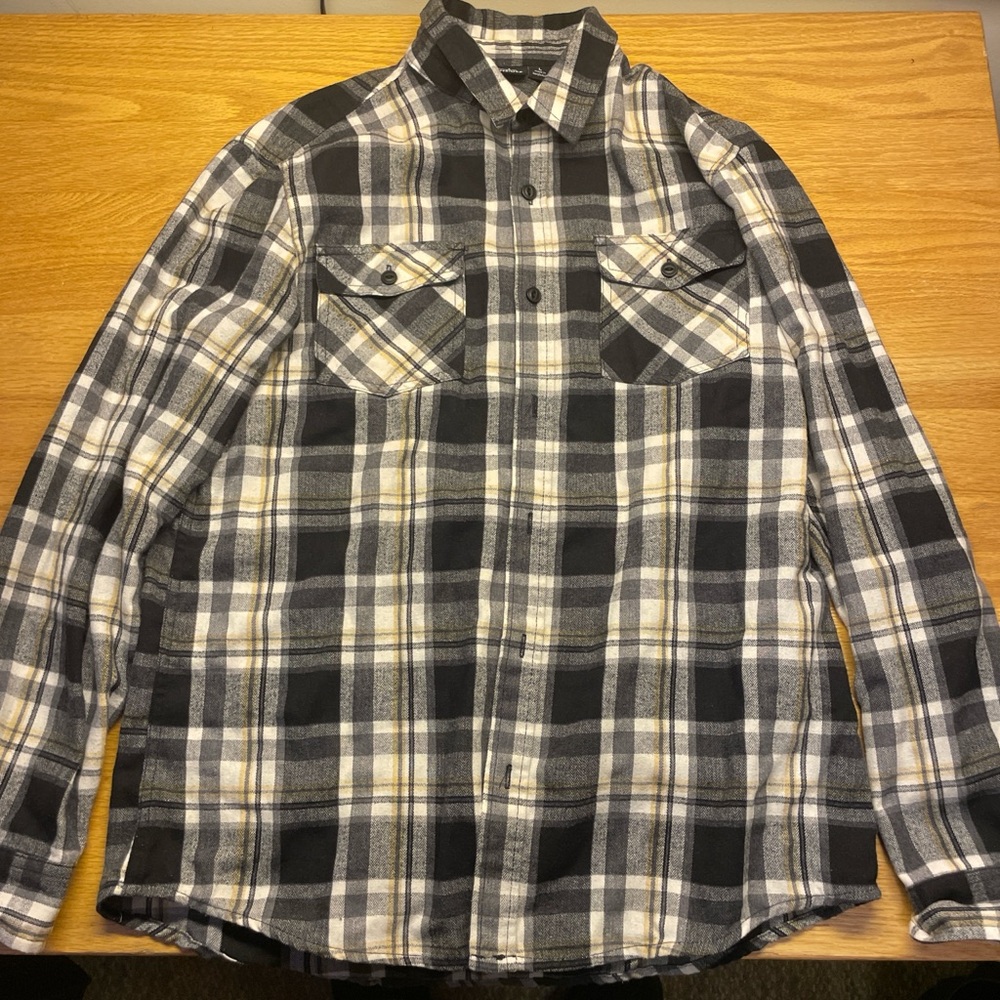 Burnside Gray and White Plaid Shirt